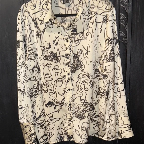 Rachel Zoe Cream and Black Abstract Shirt - Picture 10 of 11